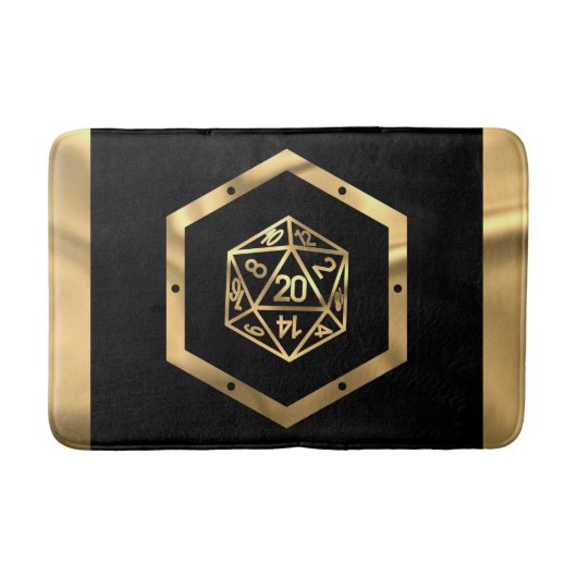 RPG Dice | Gold Fantasy Tabletop Retro PnP Gamer Badmat (Voorkant)