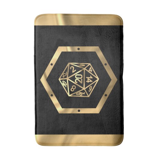 RPG Dice | Gold Fantasy Tabletop Retro PnP Gamer Badmat (Voorkant Verticaal)