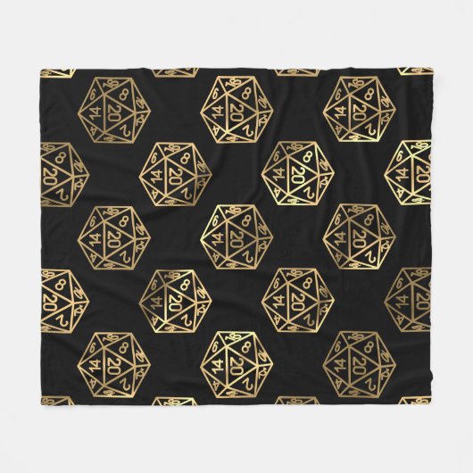 RPG Dice | Gold Fantasy Tabletop Retro PnP Gamer Fleece Deken (Voorkant (Horizontaal))