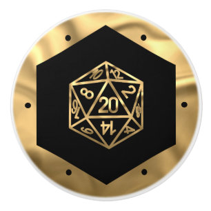 RPG Dice Gold Fantasy Tabletop Retro PnP Gamer Keramische Knop