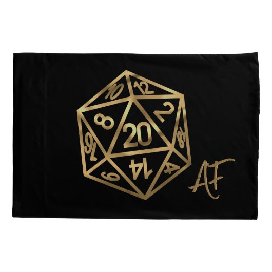 RPG Dice | Gold Fantasy Tabletop Retro PnP Gamer Kussensloop (Achterkant)