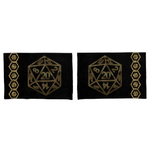RPG Dice   Gold Fantasy Tabletop Retro PnP Gamer Kussensloop