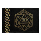 RPG Dice | Gold Fantasy Tabletop Retro PnP Gamer Kussensloop (Voorkant-Links)