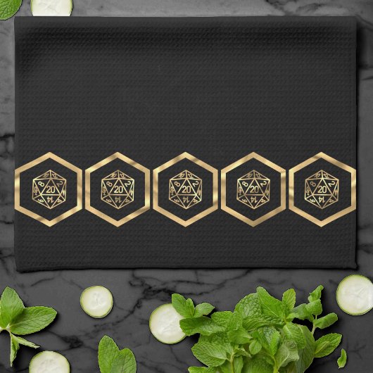 RPG Dice | Gold Fantasy Tabletop Retro PnP Gamer Theedoek