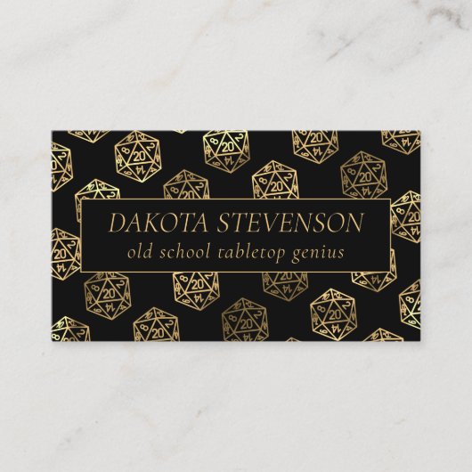 RPG Dice | Gold Fantasy Tafelblad Gamer Branding Visitekaartje (Voorkant)