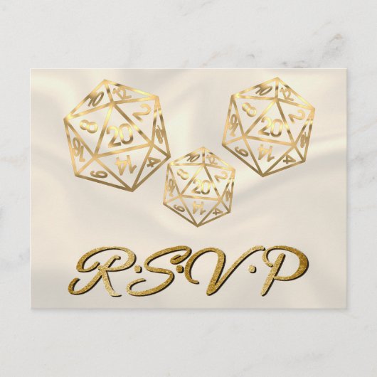 RPG Dice | Gold Fantasy tafelblad gamer Entree RSV Uitnodiging Briefkaart (Voorkant)