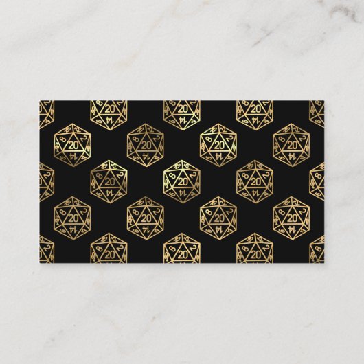 RPG Dice | Gold Fantasy Tafelblad Gamer Receptie Informatiekaartje (Achterkant)