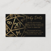 RPG Dice | Gold Fantasy Tafelblad Gamer Receptie Informatiekaartje (Voorkant)