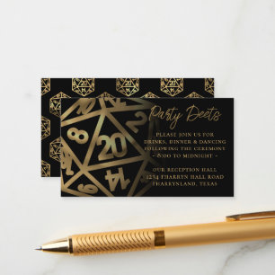 RPG Dice   Gold Fantasy Tafelblad Gamer Receptie Informatiekaartje