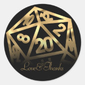 RPG Dice | Gold Fantasy Tafelblad PnP Gamer Custom Ronde Sticker (Voorkant)