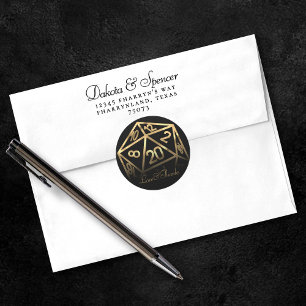 RPG Dice   Gold Fantasy Tafelblad PnP Gamer Custom Ronde Sticker