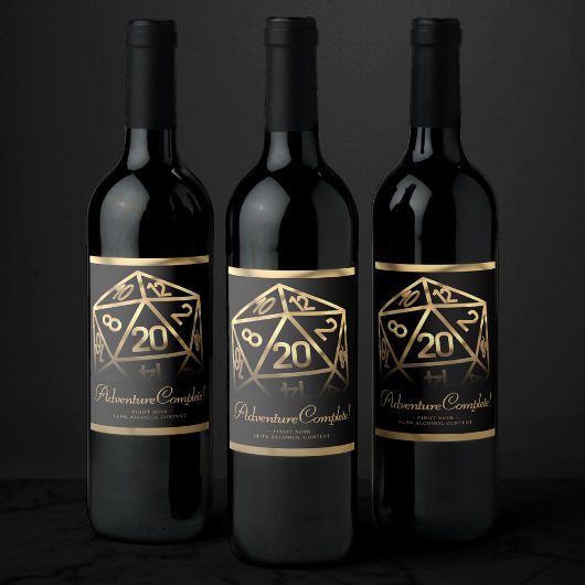 RPG Dice | Gold Fantasy Tafelblad PnP Gamer Custom Wijn Etiket