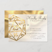 RPG Dice | Gold Fantasy tafelblad PnP Gamer Entree RSVP Kaartje (Voorkant / Achterkant)