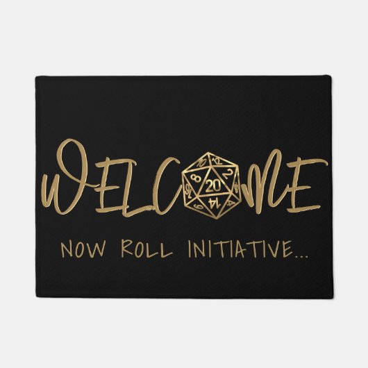 RPG Dice | Gold Fantasy tafelblad PnP Gamer Welkom Deurmat (Voorkant)