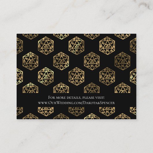 RPG Dice | Gold Fantasy tafelblad wenst goed Informatiekaartje (Achterkant)