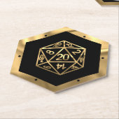 RPG Dice | Gold Old School Tafelblad PnP Roleplaye Kartonnen Onderzetters (Schuin)