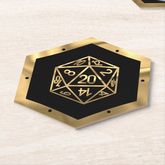 RPG Dice | Gold Old School Tafelblad PnP Roleplaye Kartonnen Onderzetters (Schuin)