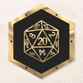 RPG Dice | Gold Old School Tafelblad PnP Roleplaye Kartonnen Onderzetters (Voorkant)