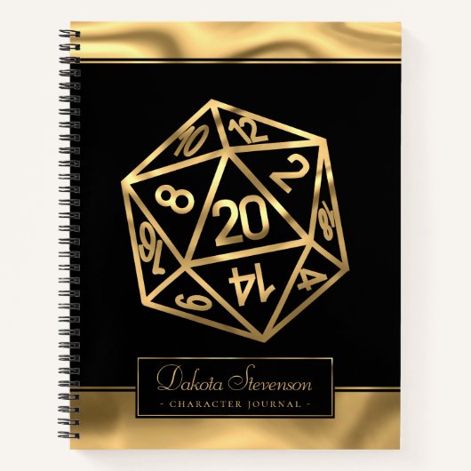 RPG Dice | Gouden Fantasy Tabletop Gamer Graph Pap Notitieboek (Voorkant)