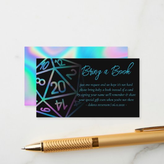 RPG Dice | Holo Fantasy PnP tafelblad boek aanvraa Informatiekaartje (Voorkant / Achterkant in situ)