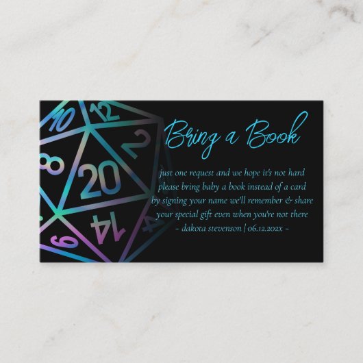 RPG Dice | Holo Fantasy PnP tafelblad boek aanvraa Informatiekaartje (Voorkant)