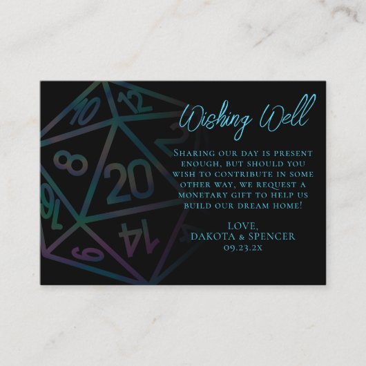 RPG Dice | Holo Fantasy PnP tafelblad wensen goed Informatiekaartje (Voorkant)