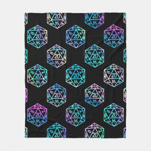 RPG Dice | Holo Fantasy Retro Tafelblad PnP Gamer Fleece Deken (Voorkant)