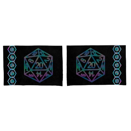 RPG Dice | Holo Fantasy Retro Tafelblad PnP Gamer Kussensloop (Voorkant-Set)