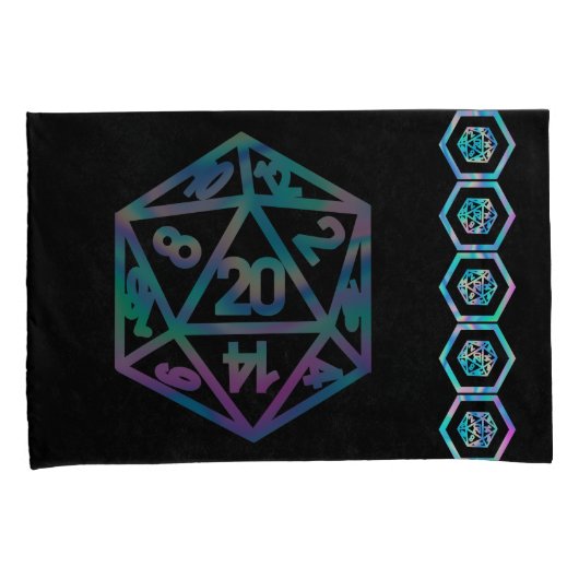 RPG Dice | Holo Fantasy Retro Tafelblad PnP Gamer Kussensloop (Voorkant-Rechts)