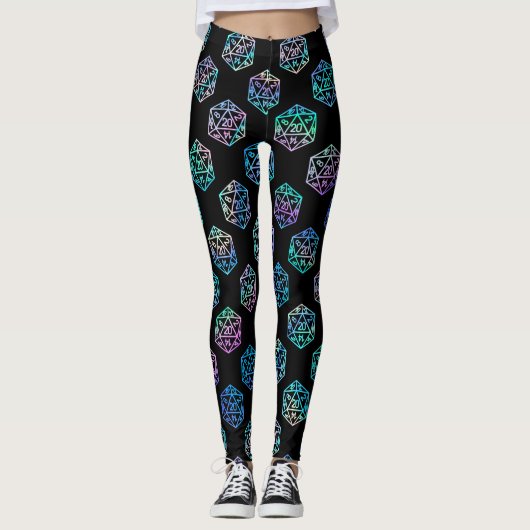 RPG Dice | Holo Fantasy Retro Tafelblad PnP Gamer Leggings (Voorkant)