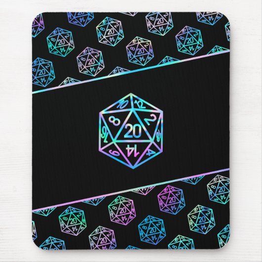 RPG Dice | Holo Fantasy Retro Tafelblad PnP Gamer Muismat (Voorkant)