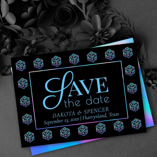 RPG Dice | Holo Fantasy Retro Tafelblad PnP Gamer Save The Date