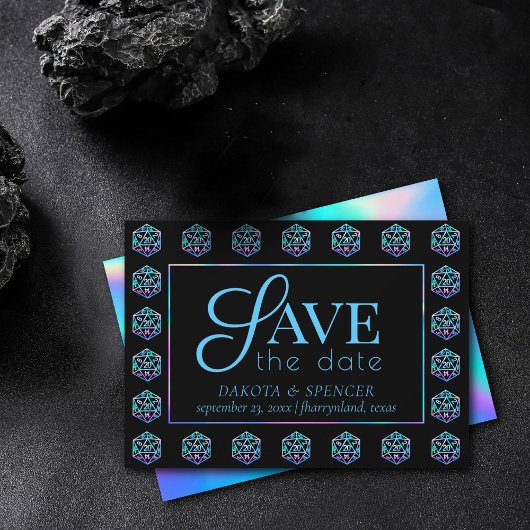 RPG Dice | Holo Fantasy Retro Tafelblad PnP Gamer Save The Date