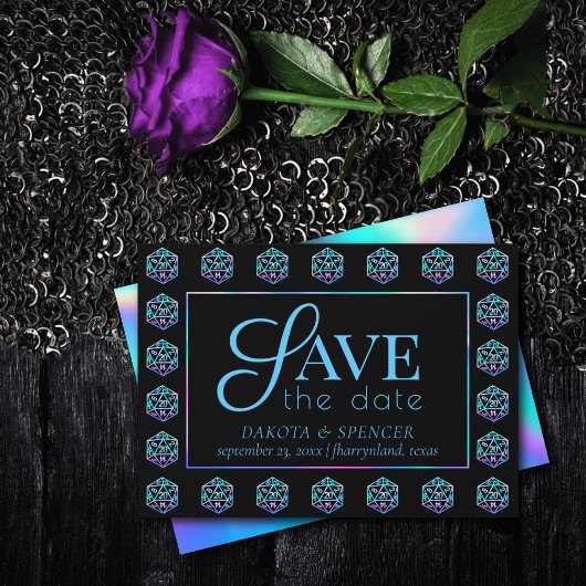 RPG Dice | Holo Fantasy Retro Tafelblad PnP Gamer Save The Date