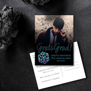 RPG Dice Holo Fantasy Tabletop Gamer Afstuderen Aankondigingskaart