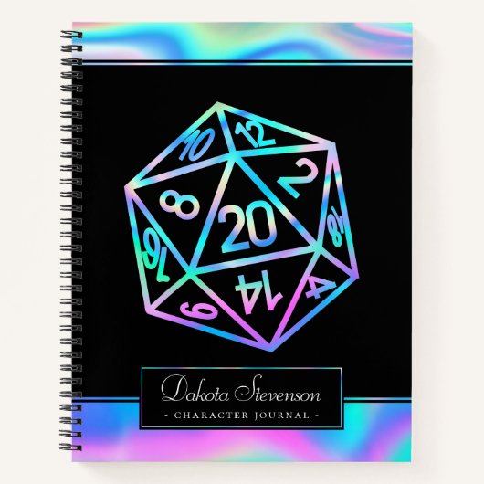 RPG Dice | Holo Fantasy Tabletop Gamer Graph Paper Notitieboek (Voorkant)