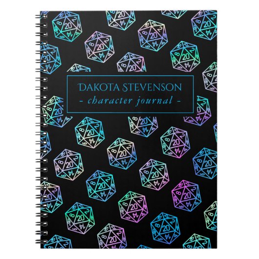 RPG Dice | Holo Fantasy tafelblad gamer karakter Notitieboek (Voorkant)