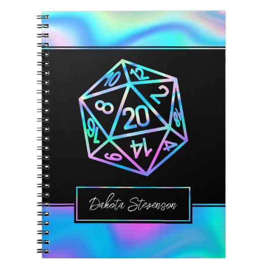 RPG Dice | Holo Fantasy tafelblad gamer karakter Notitieboek (Voorkant)