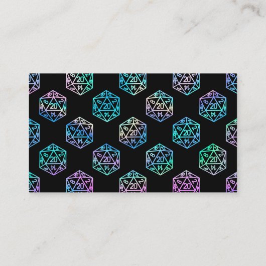 RPG Dice | Holo Fantasy Tafelblad Gamer Receptie Informatiekaartje (Achterkant)