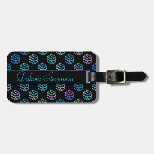 RPG Dice | Holo Fantasy Tafelblad PnP Gamer Custom Bagagelabel (Voorkant horizontaal)