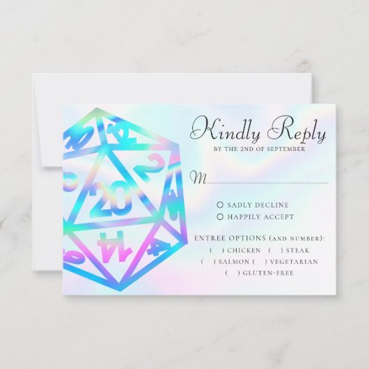 RPG Dice | Holo Fantasy tafelblad PnP Gamer Entree RSVP Kaartje (Voorkant)