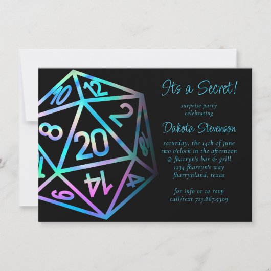 RPG Dice | Holo Fantasy tafelblad PnP Gamer Party Kaart (Voorkant)