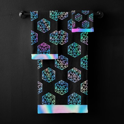 RPG Dice | Holo Old School Fantasy Tafelblad Gamer Bad Handdoek