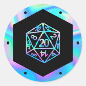 RPG Dice | Holo Old School Tafelblad PnP Roleplaye Ronde Sticker (Voorkant)