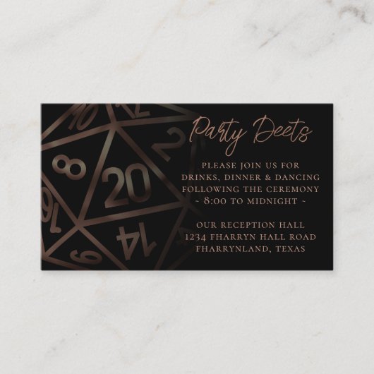 RPG Dice | Koper Fantasy Tafelblad Gamer Receptie Informatiekaartje (Voorkant)