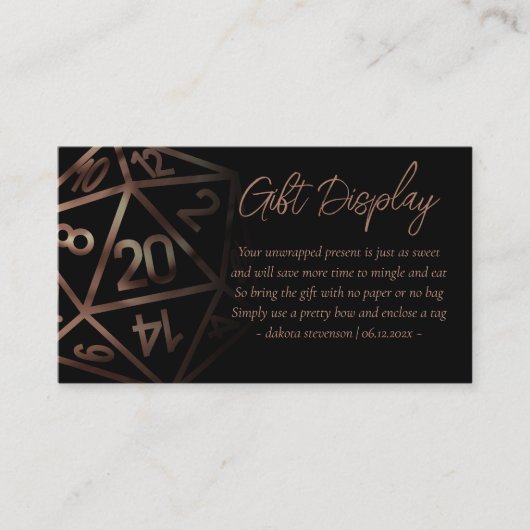 RPG Dice | Koper Fantasy Tafelblad Gift op Weergav Informatiekaartje (Voorkant)