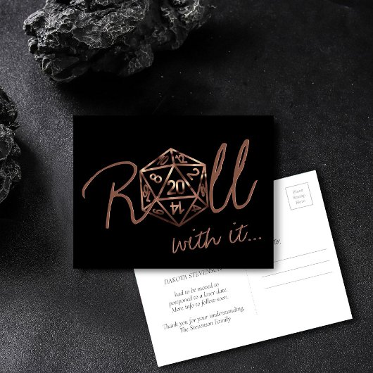 RPG Dice | Koperen Tafelblad Gamer Datum wijzigen Briefkaart