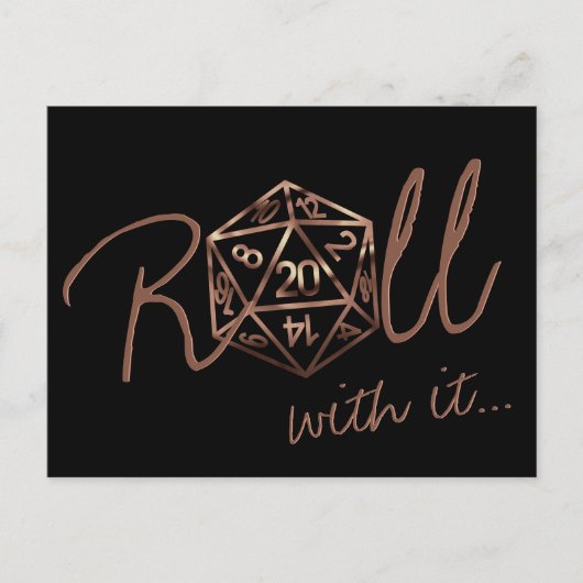 RPG Dice | Koperen Tafelblad Gamer Datum wijzigen Briefkaart (Voorkant)