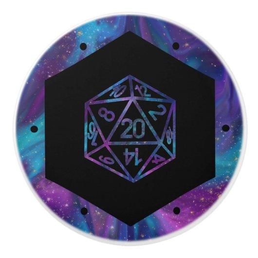 RPG Dice | Nebula Fantasy Retro Tabletop PnP Gamer Keramische Knop (Voorkant)