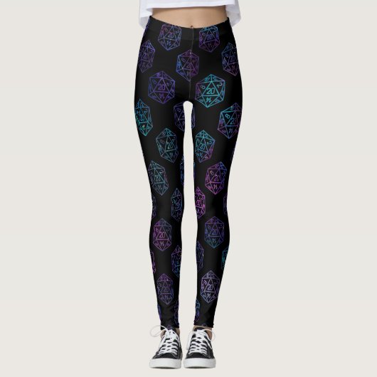 RPG Dice | Nebula Fantasy Retro Tabletop PnP Gamer Leggings (Voorkant)